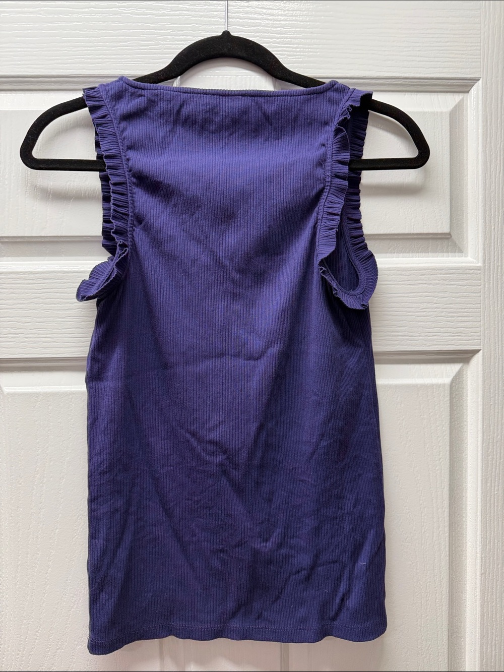 J. Crew Purple Ribbed Ruffle-Trim Tank Top - Picture 2 of 2